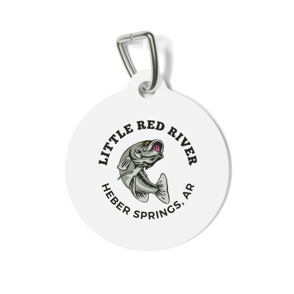 Fishing Logo Pet Tag — "Little Red River, Heber Springs, AR" Personalized Dog/Cat ID Tag
