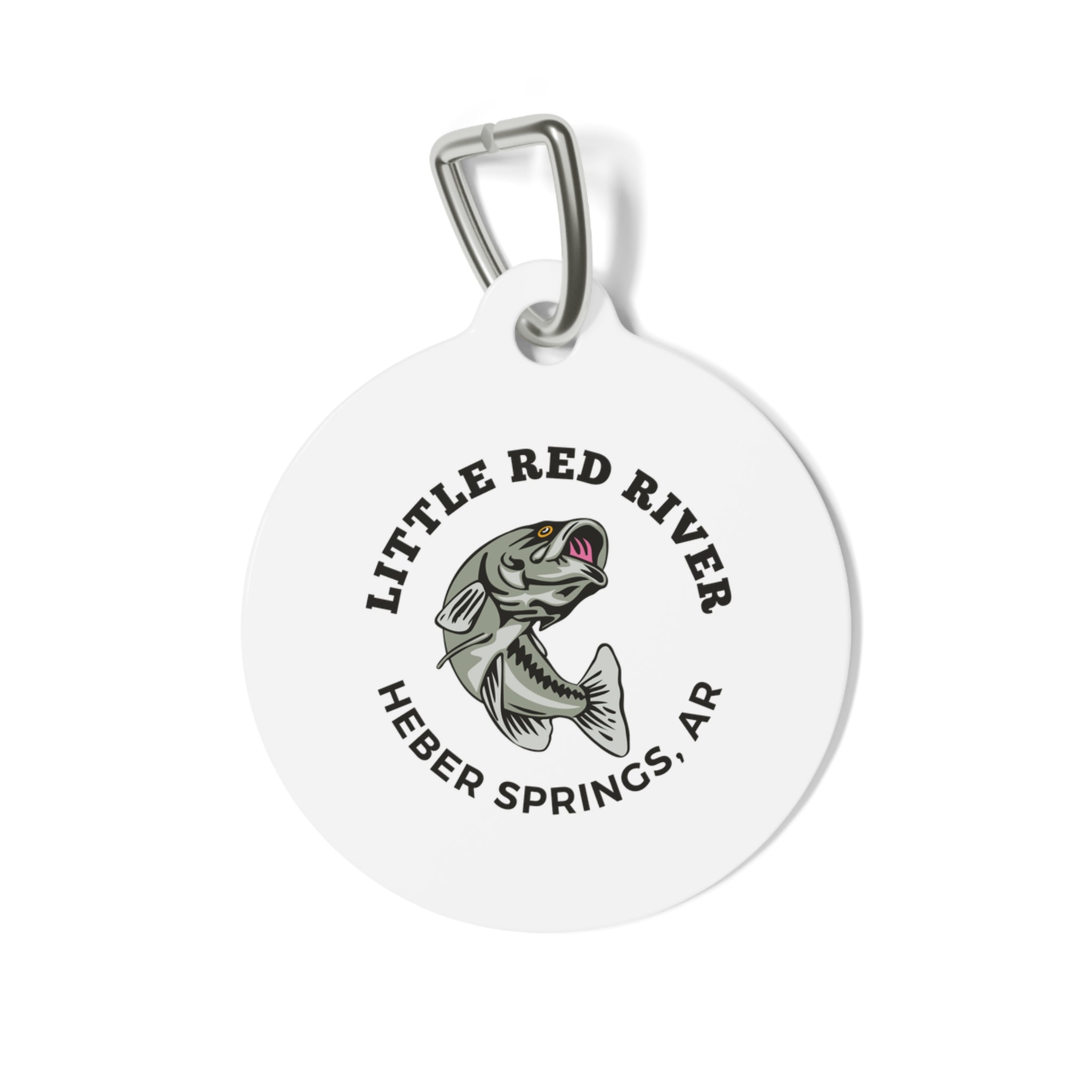 Fishing Logo Pet Tag — "Little Red River, Heber Springs, AR" Personalized Dog/Cat ID Tag