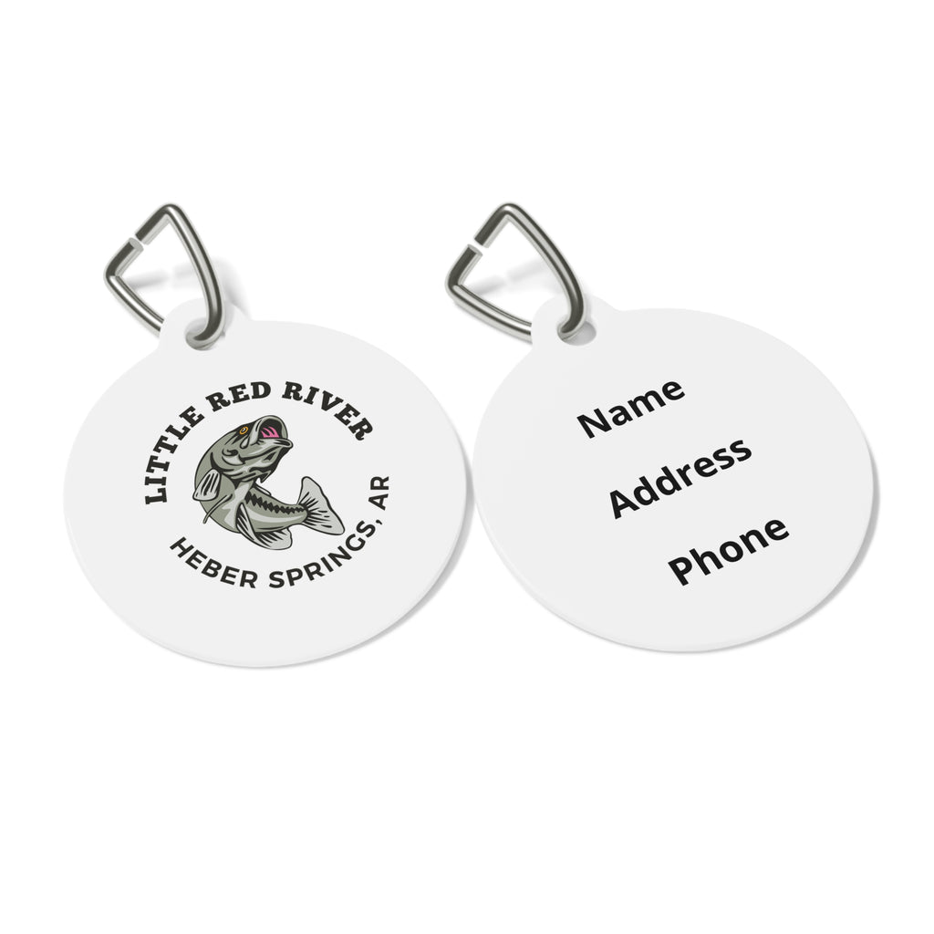 Fishing Logo Pet Tag — "Little Red River, Heber Springs, AR" Personalized Dog/Cat ID Tag