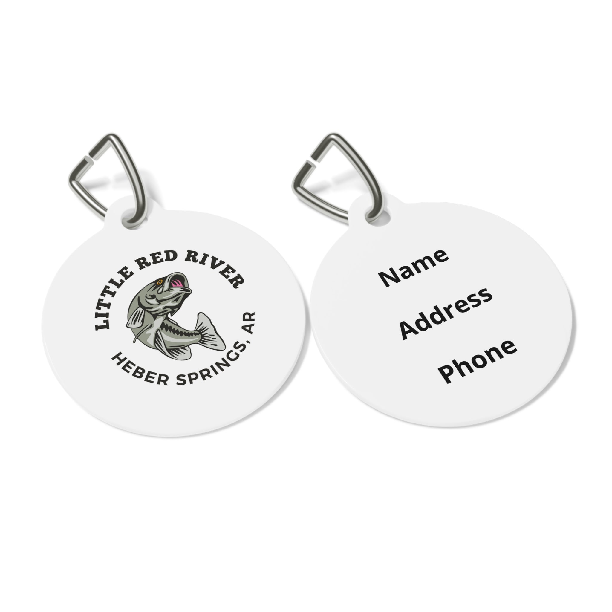 Fishing Logo Pet Tag — "Little Red River, Heber Springs, AR" Personalized Dog/Cat ID Tag