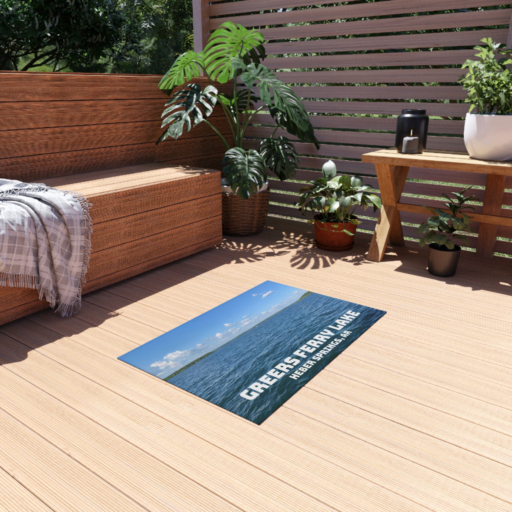 Greers Ferry Lake Outdoor Rug – Heber Springs, AR Scenic Lake View Doormat