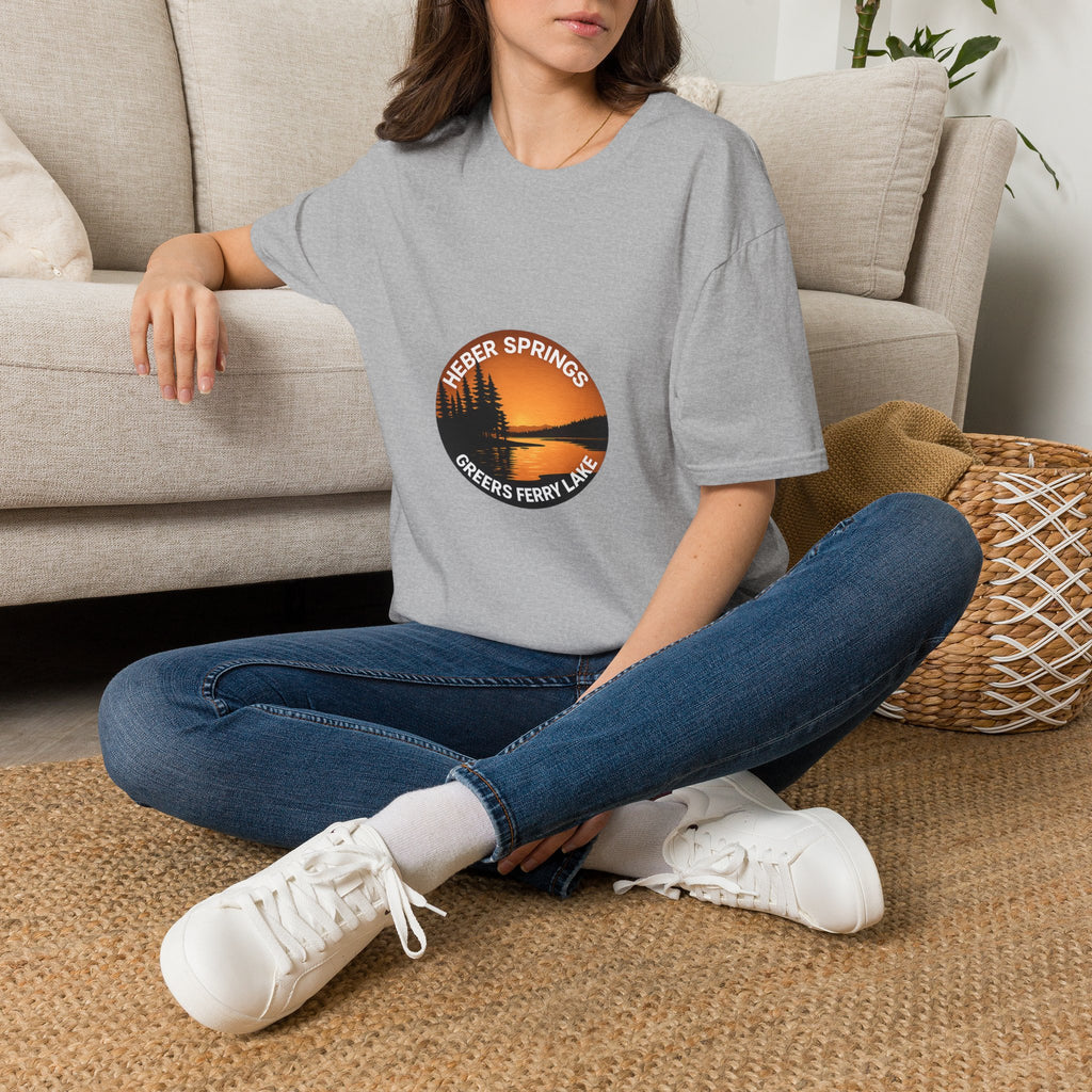 Heber Springs Sunset Tee — Scenic Forest & Lake Graphic T-Shirt