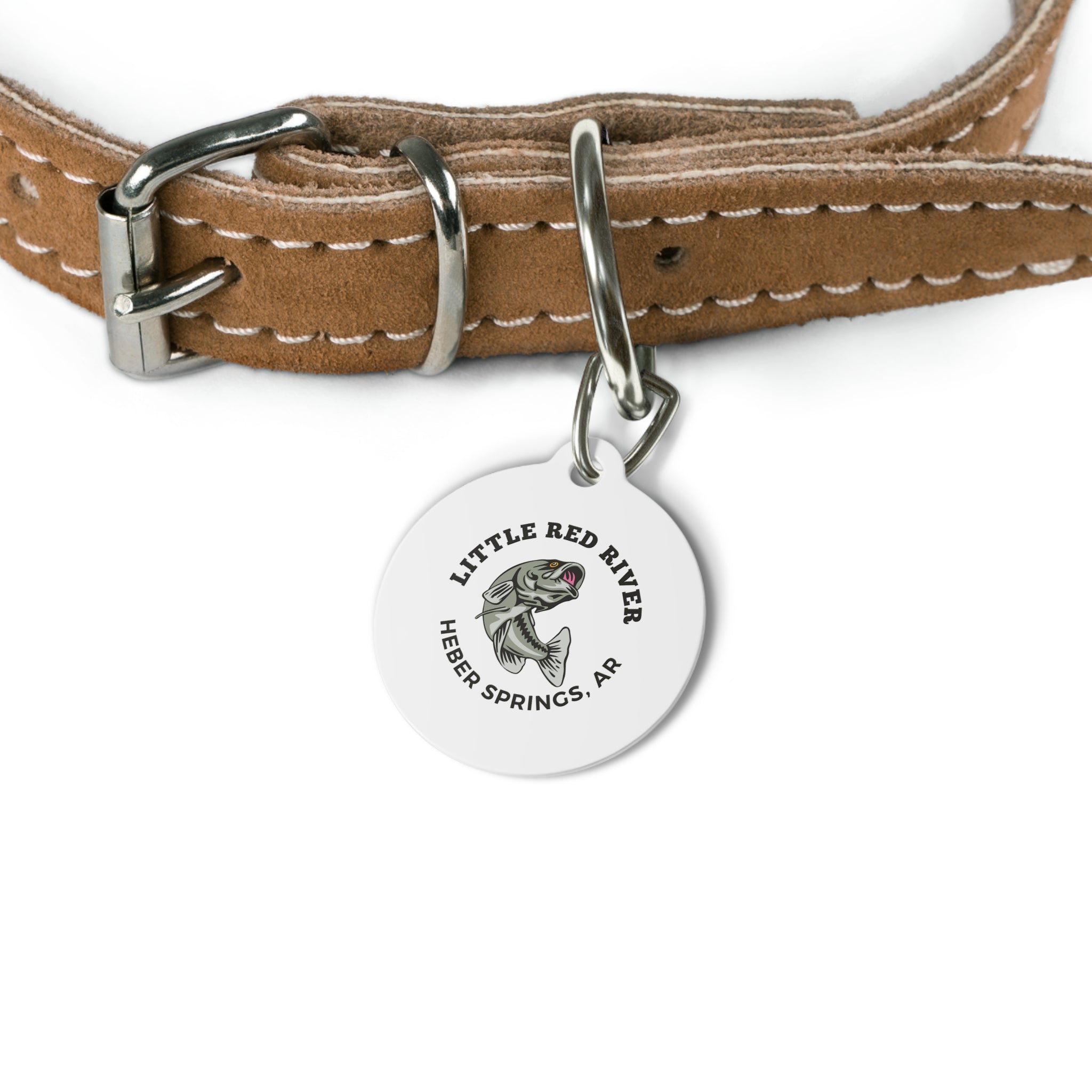 Fishing Logo Pet Tag — "Little Red River, Heber Springs, AR" Personalized Dog/Cat ID Tag