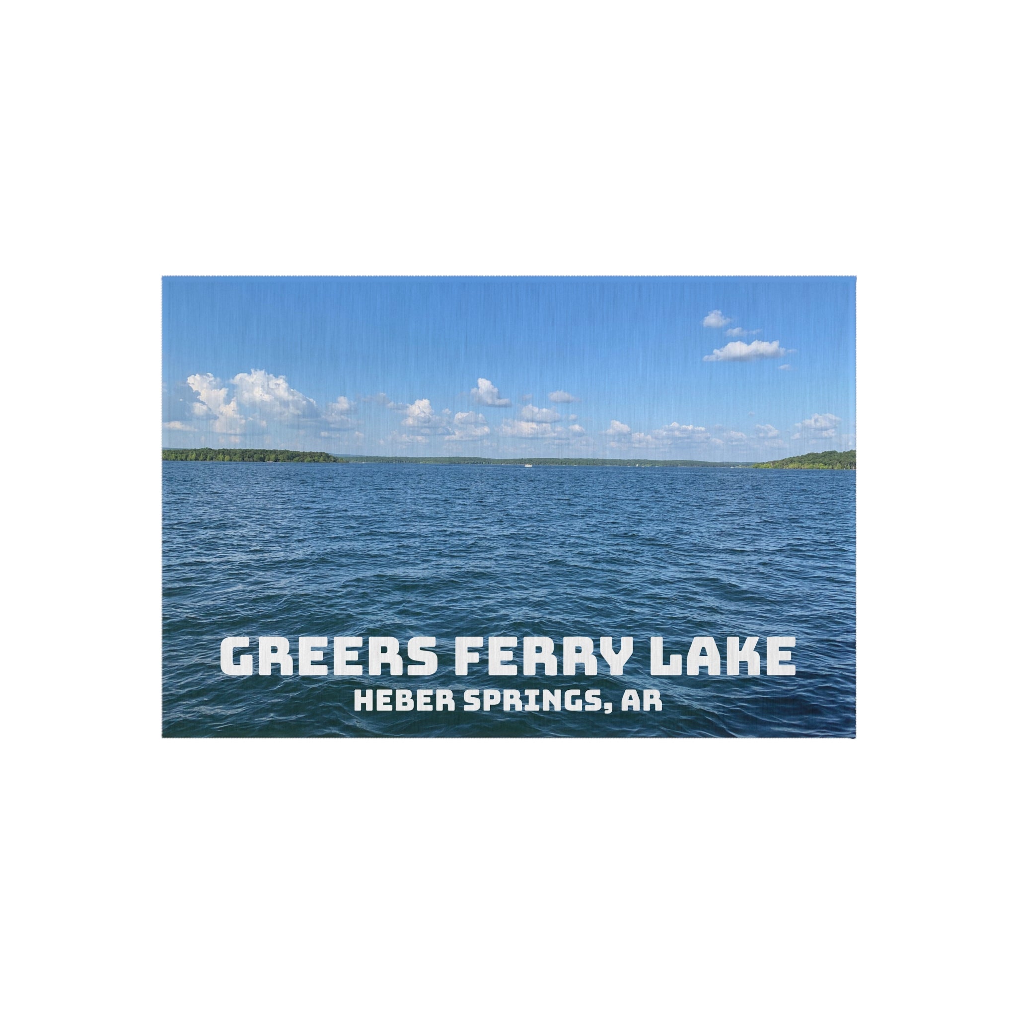 Greers Ferry Lake Outdoor Rug – Heber Springs, AR Scenic Lake View Doormat