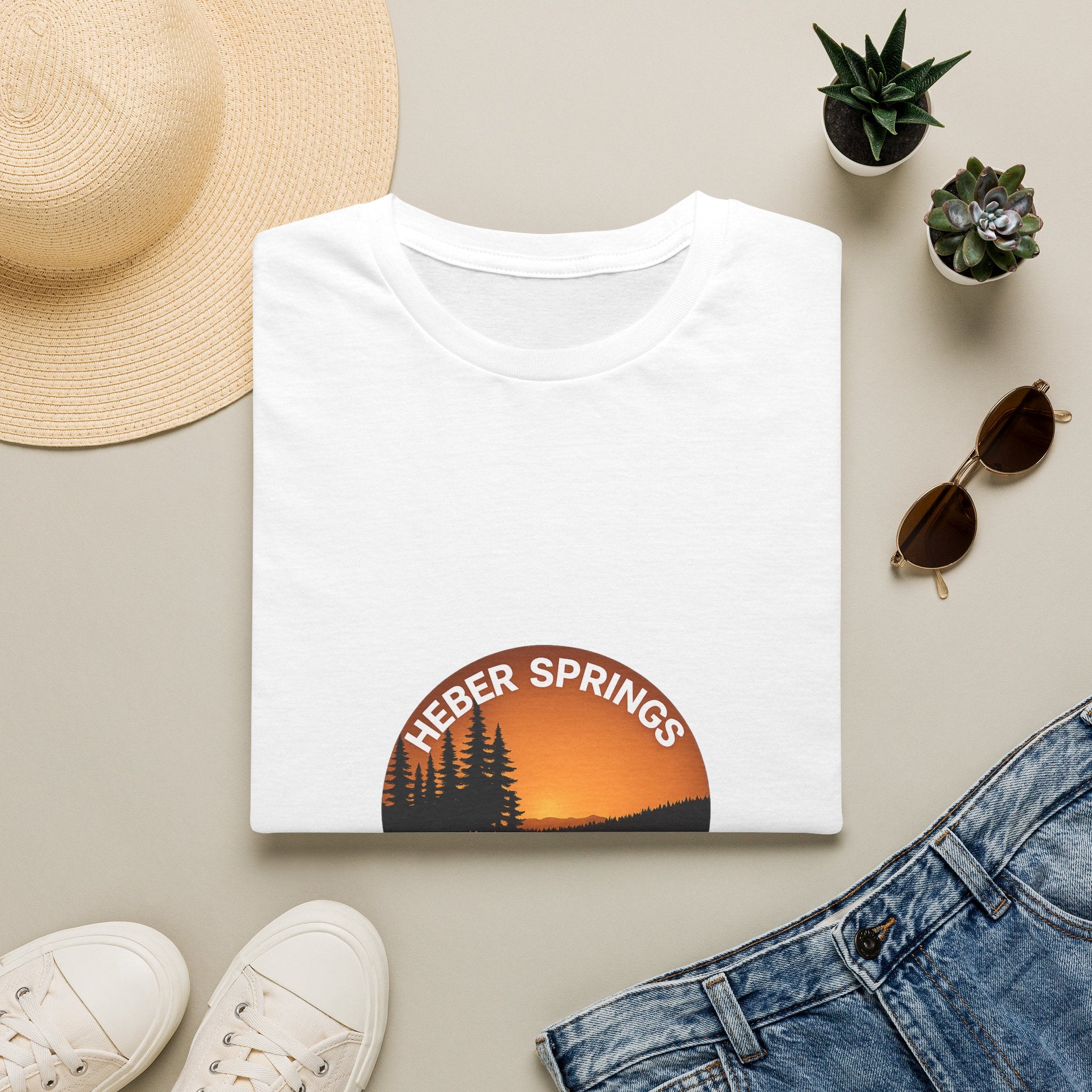 Heber Springs Sunset Tee — Scenic Forest & Lake Graphic T-Shirt